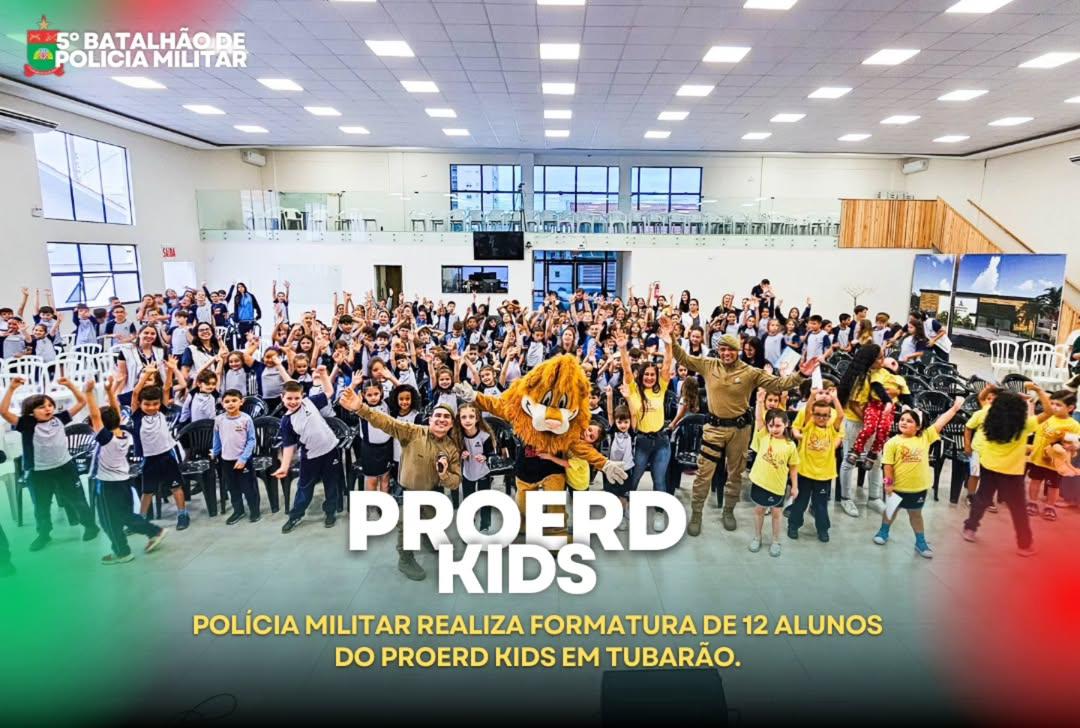 🦁 5º BPM forma nova turma do Proerd Kids na Escola Adventista de Tubarão