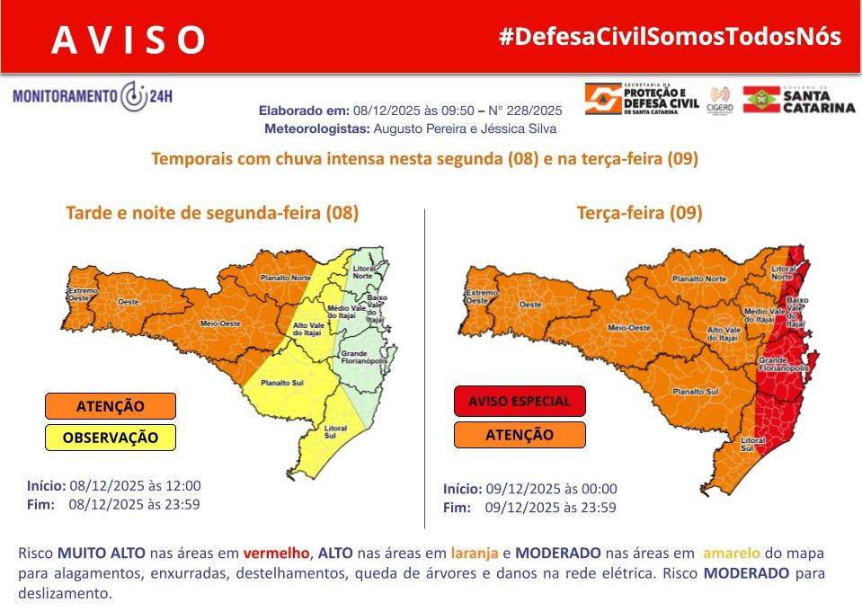 🚨 Ciclone extratropical coloca Santa Catarina em 