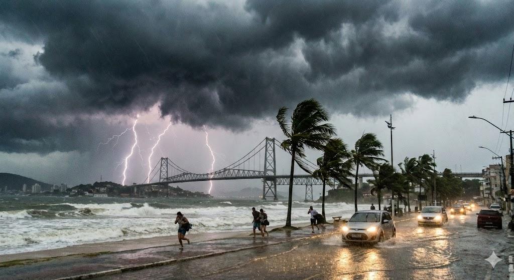 🌩️ Santa Catarina tem alerta de temporais e ventos fortes na virada de ano