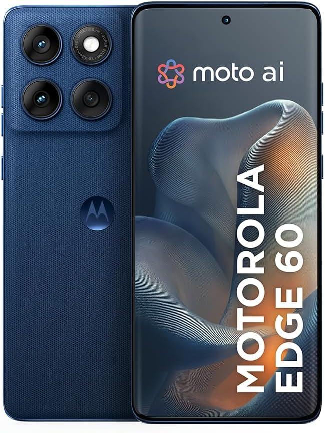 📲 Smartphone Motorola Edge 60 5G - 512GB 24GB (12GB RAM+12GB Ram Boost) Tela Quad-Curve moto AI 50MP Sony Camera ultrarresistencia militar IP68 + IP69 - Azul Marinho