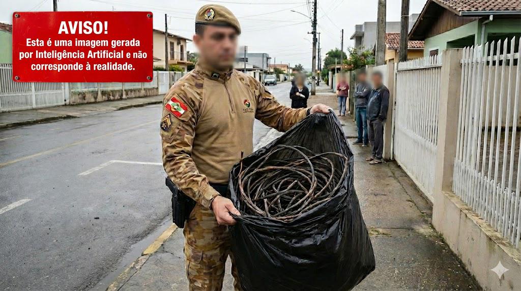 🔦 PM recolhe saco com fios de energia suspeitos de furto