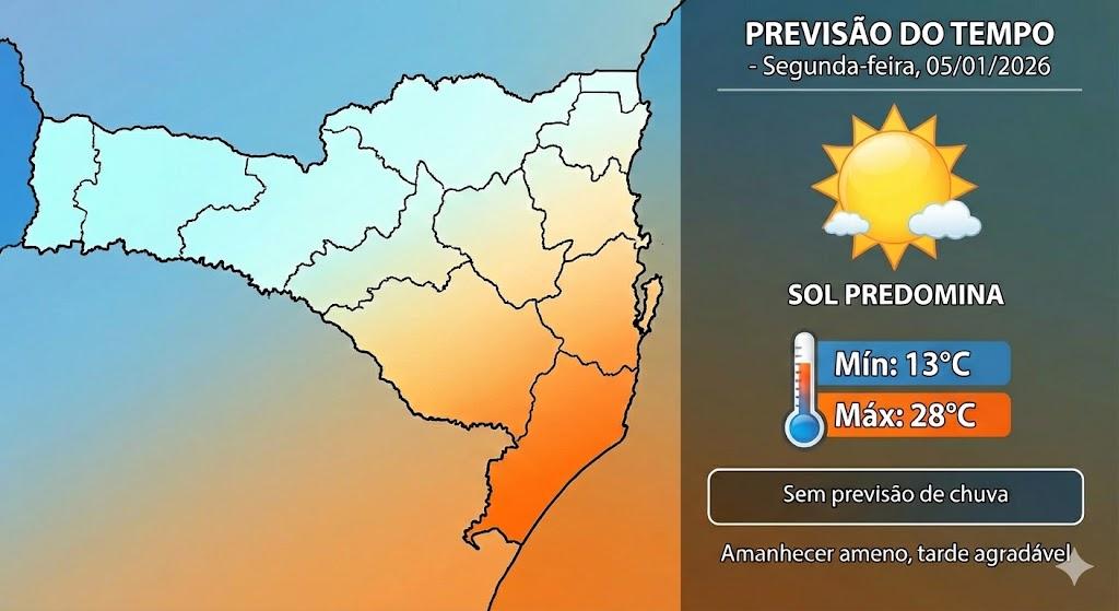 🌡️ Sol predomina e temperaturas sobem gradativamente nesta segunda-feira