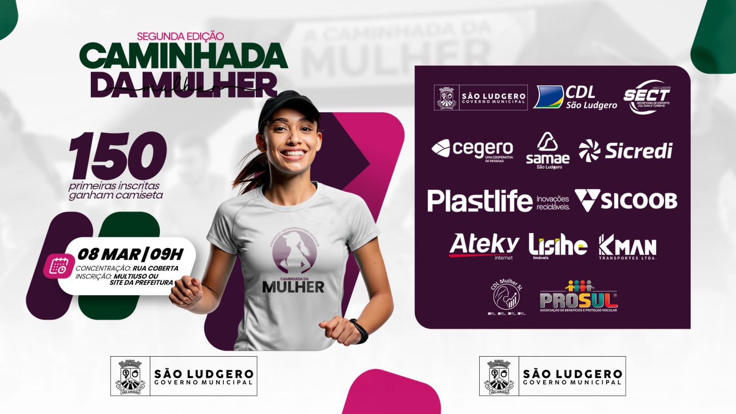 👟São Ludgero abre inscrições para a 2ª Caminhada da Mulher