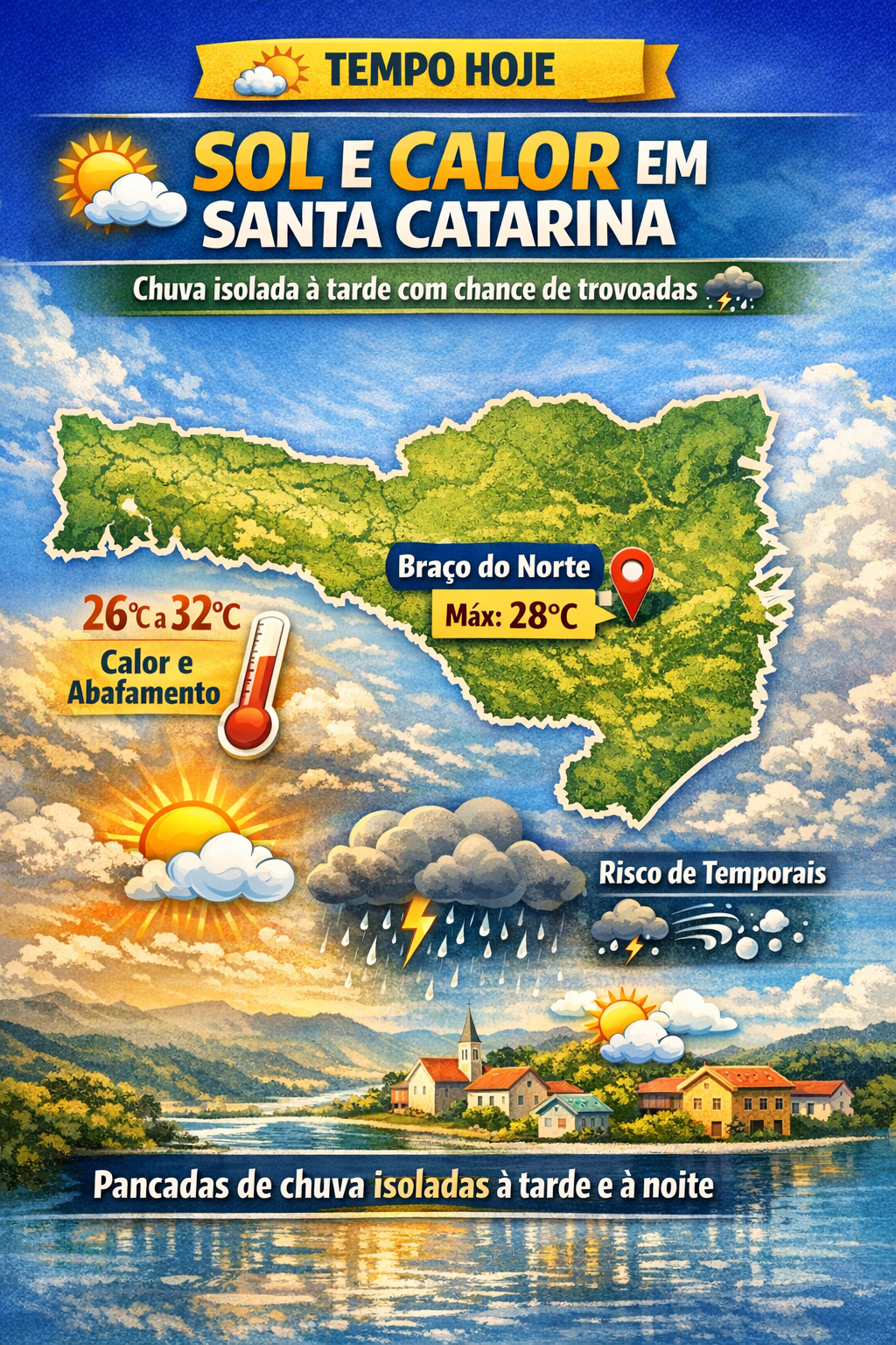 ☀️ Sol aparece e calor ganha força em SC