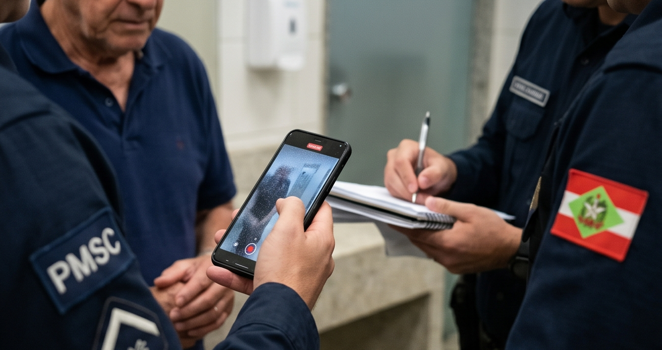 🚔 Homem é detido em Criciúma após filmar vítima em banheiro de estabelecimento