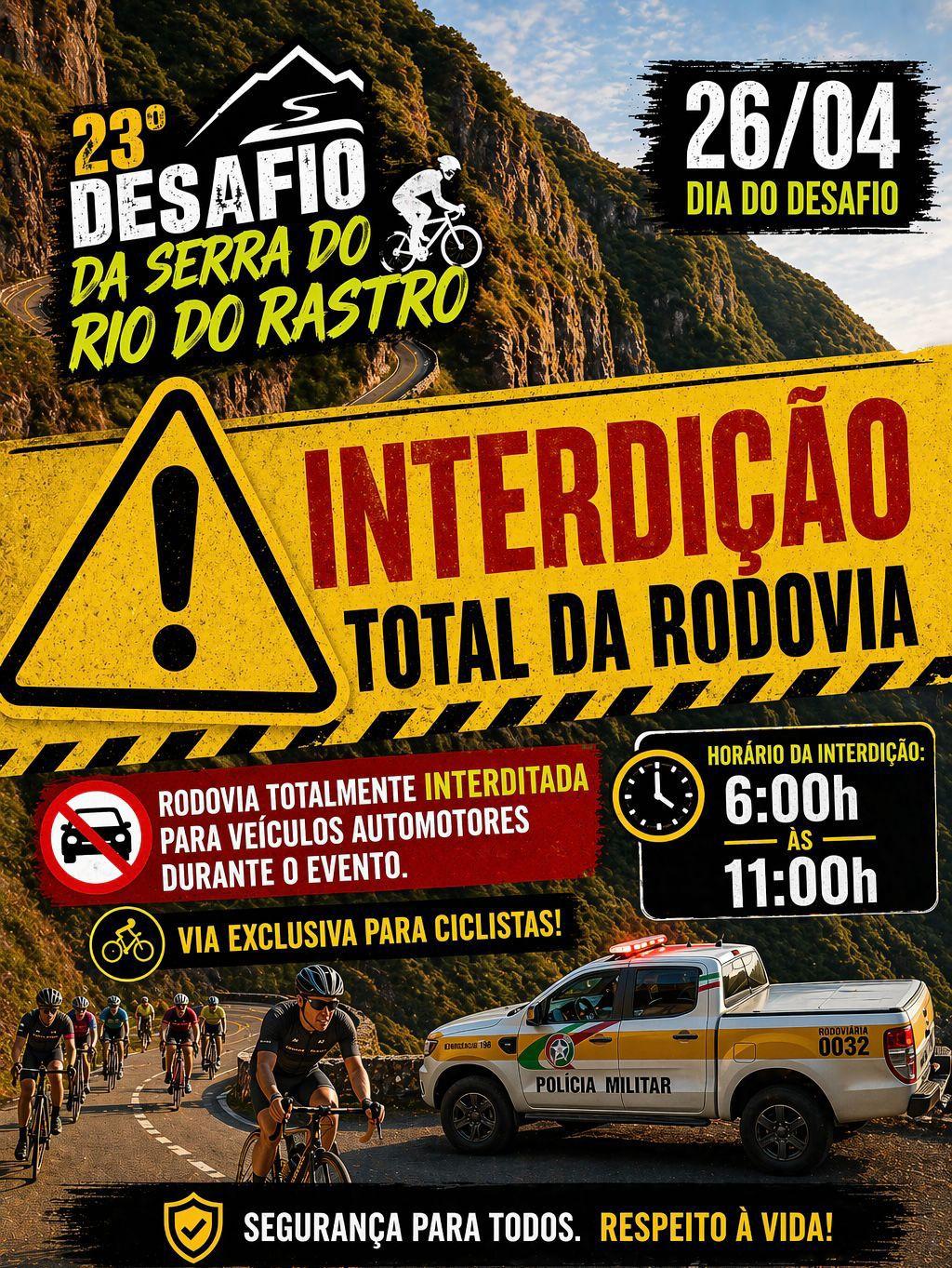 🚗 Serra do Rio do Rastro terá interdição total neste domingo para evento esportivo