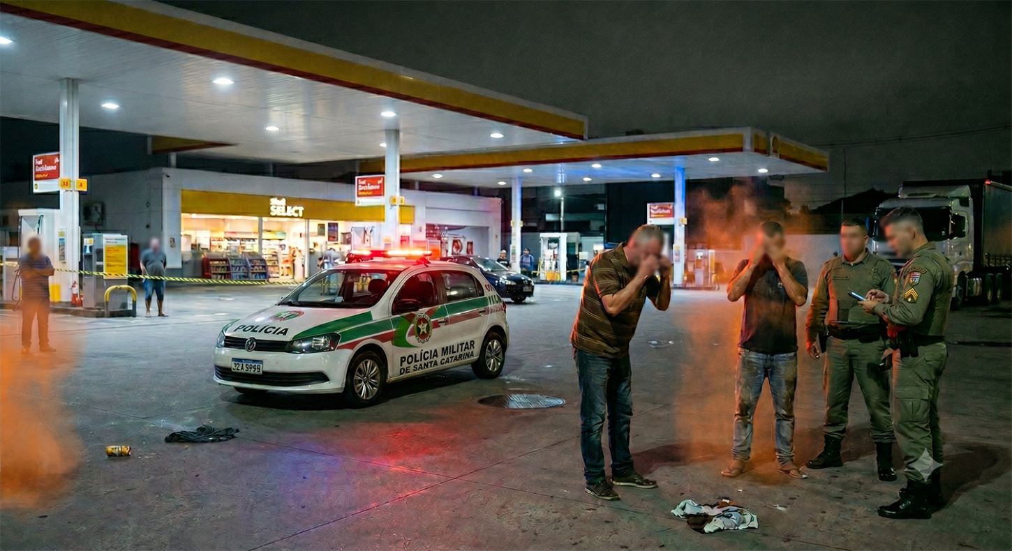 🔍 MMA de posto de combustíveis termina em banho de spray de pimenta em Criciúma