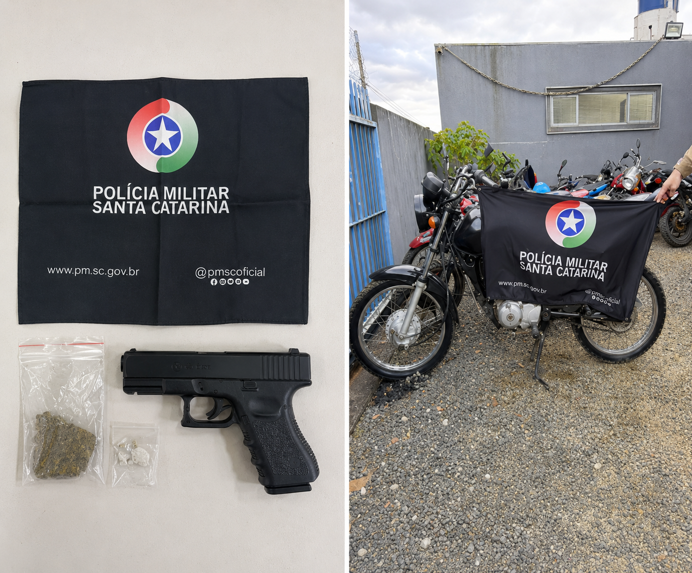 🏍️ Suspeito foge de abordagem em moto adulterada e acaba preso com drogas no Sul do Estado