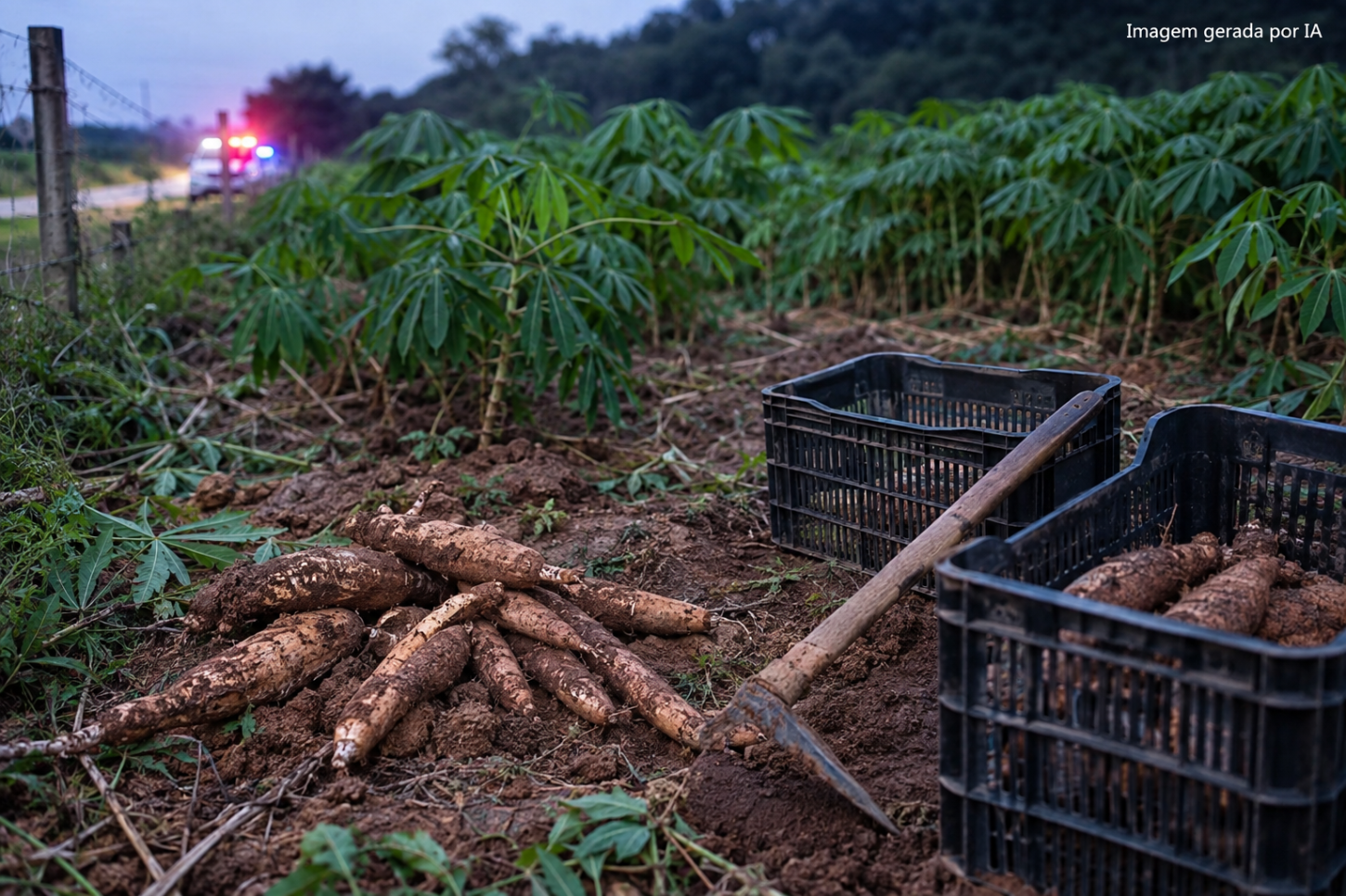 Agricultor é vítima de furto pela 10ª vez em plantação de aipim no Pinheiral