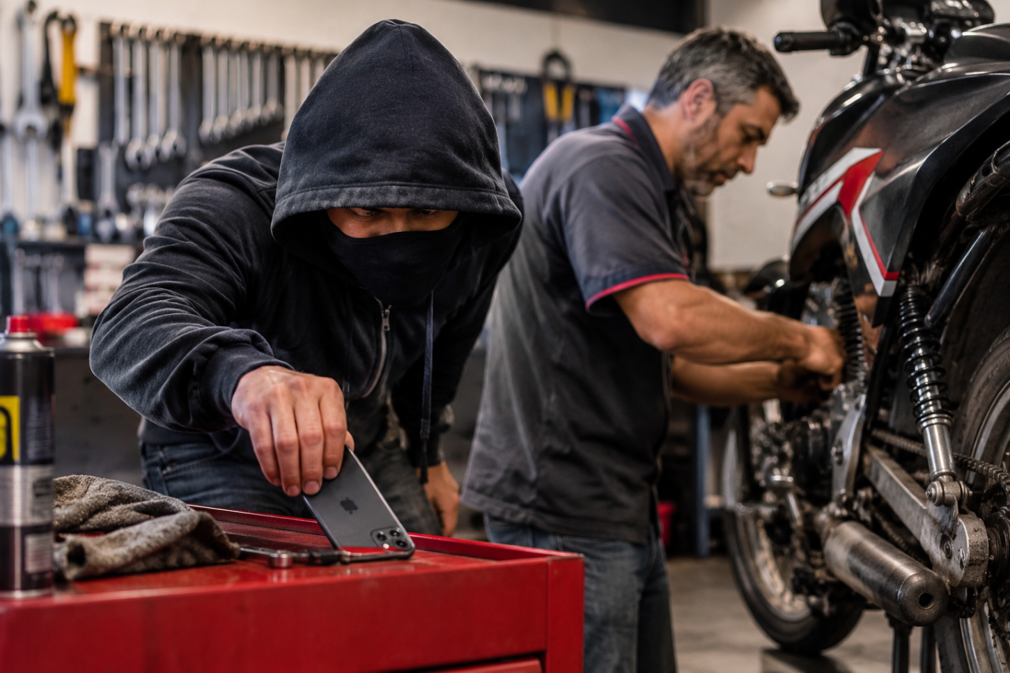 Cliente furta iPhone em oficina mecânica enquanto moto era consertada