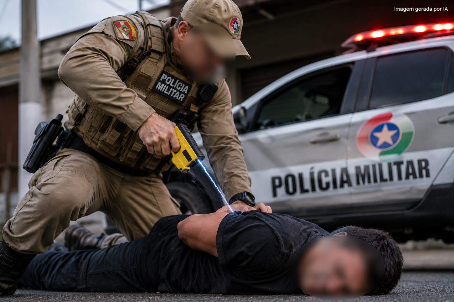 Homem é contido com pistola elétrica após ameaçar ex-companheira e filho em Criciúma
