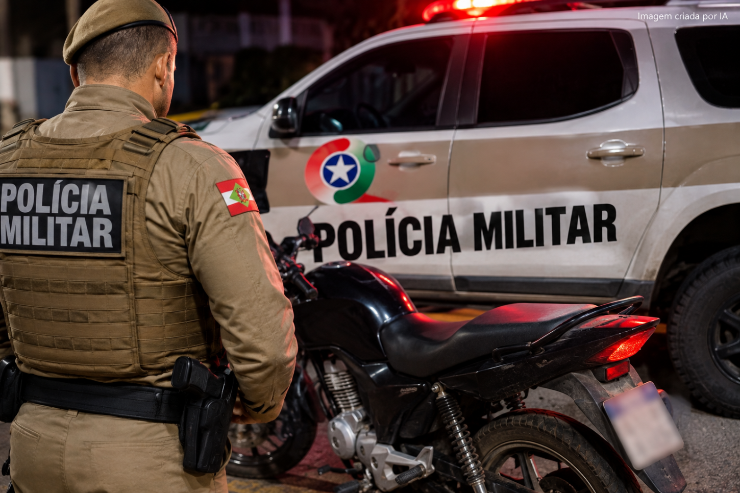 Homem é preso pela PM com motocicleta furtada no bairro Esperança, em Laguna