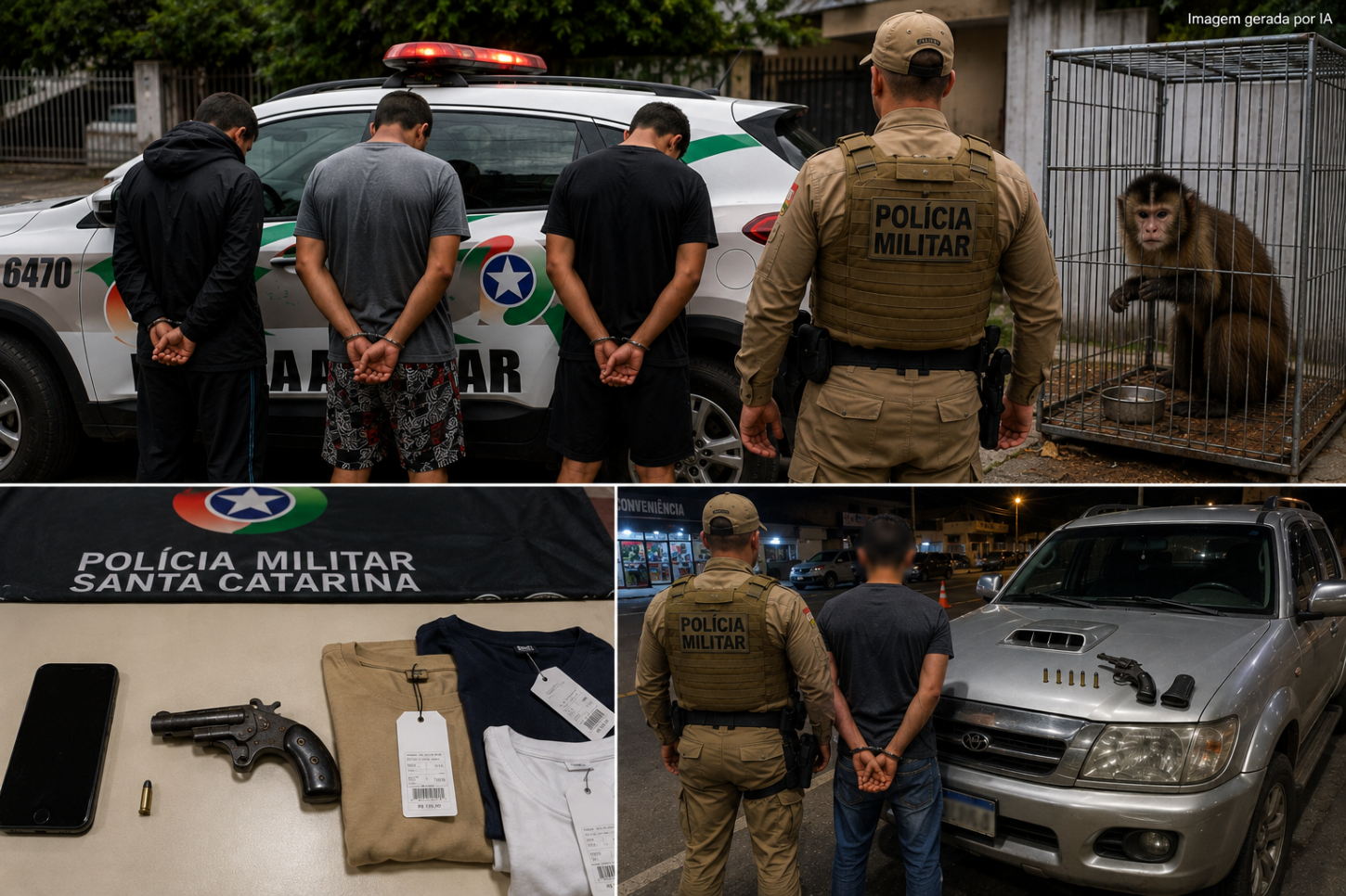 PM apreende armas, resgata macaco-prego e prende quatro homens na região