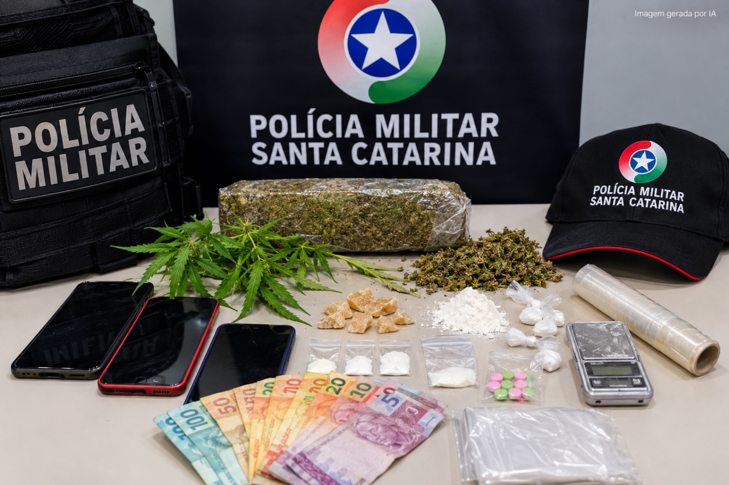 Polícia Militar intensifica cerco ao tráfico e apreende drogas e dinheiro no Sul de SC