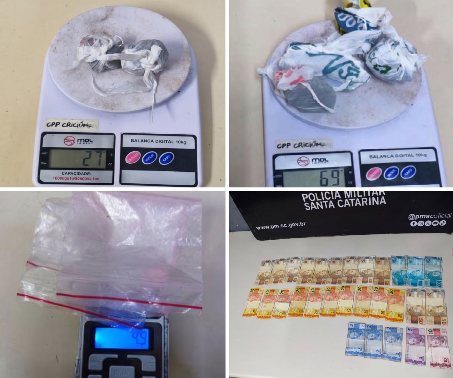 Polícia Militar prende dois homens por tráfico de drogas em Criciúma