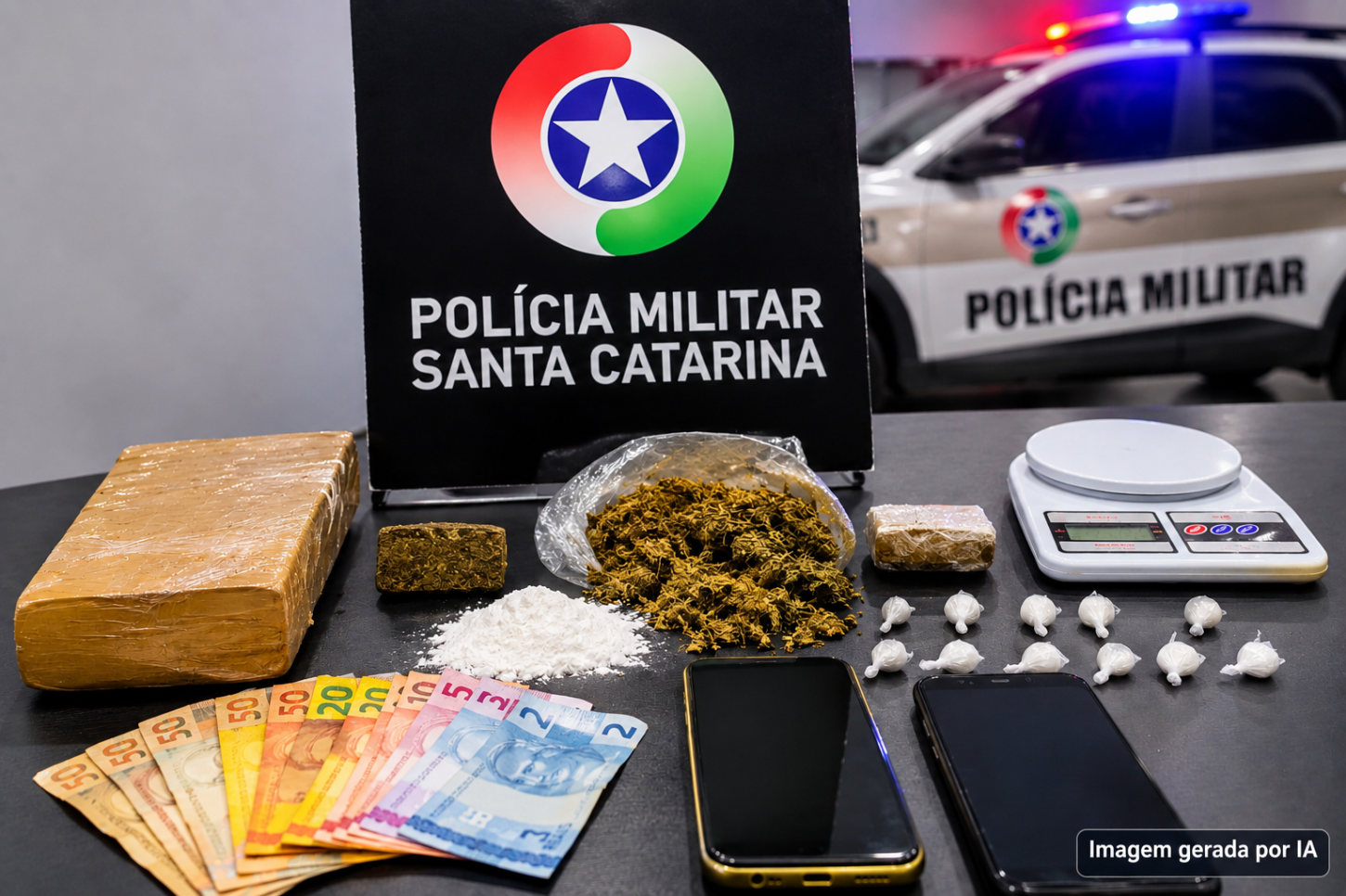 Polícia Militar prende quatro pessoas e apreende drogas em Tubarão e Urussanga