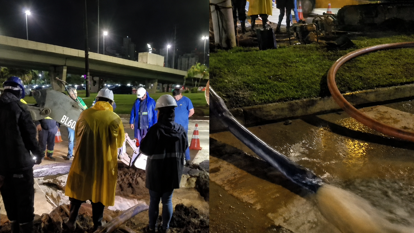 Rompimento de adutora trava saída da Ponte Pedro Ivo e afeta abastecimento na Capital