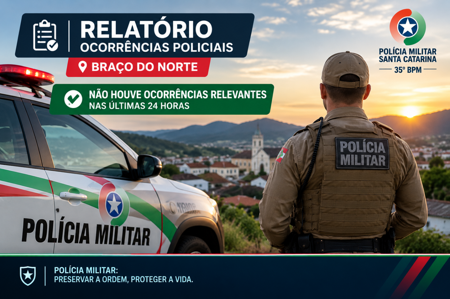 35º BPM não registra ocorrências relevantes nas últimas 24 horas