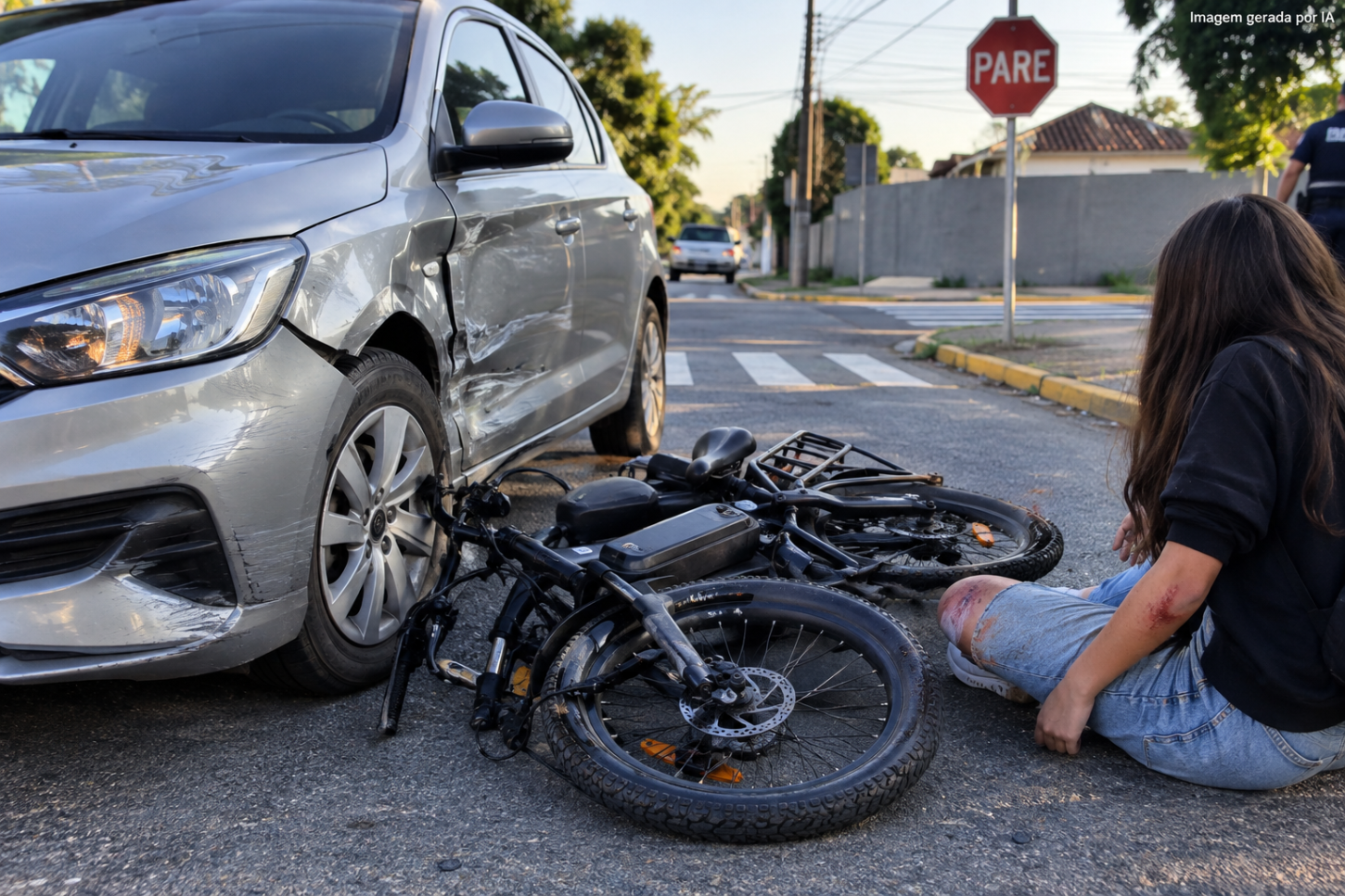 Colisão entre carro e bicicleta elétrica deixa adolescente ferida em Braço do Norte
