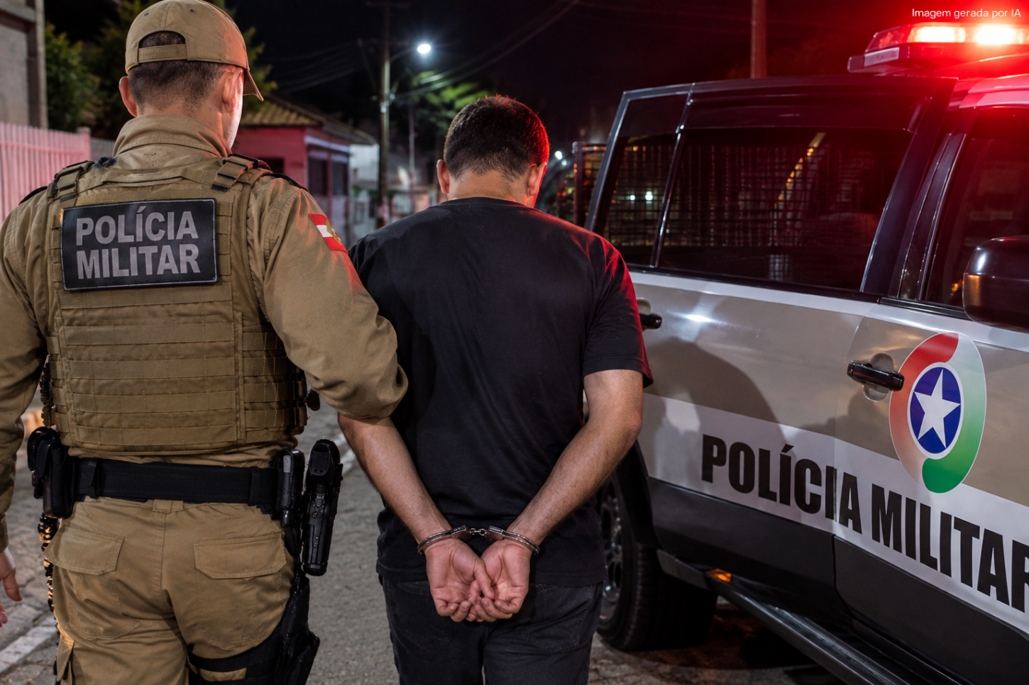 Foragido por roubo é preso pela Polícia Militar durante a madrugada em Criciúma