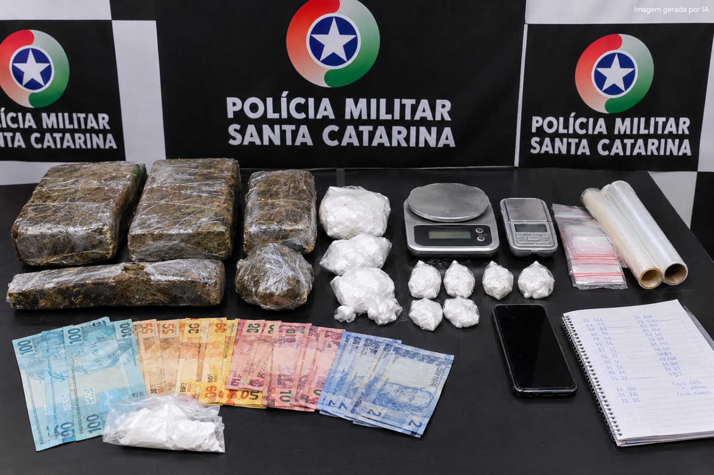 Homem é preso com mais de 4 kg de drogas e quase R$ 3 mil em Garopaba