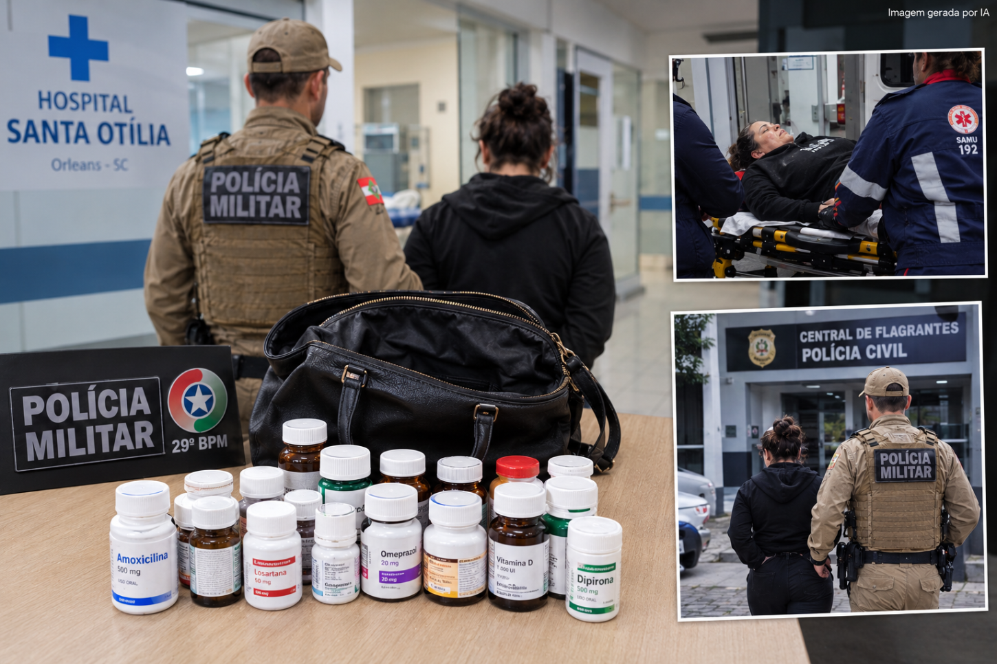Paciente é detida em flagrante após tentar furtar medicamentos dentro de hospital em Orleans