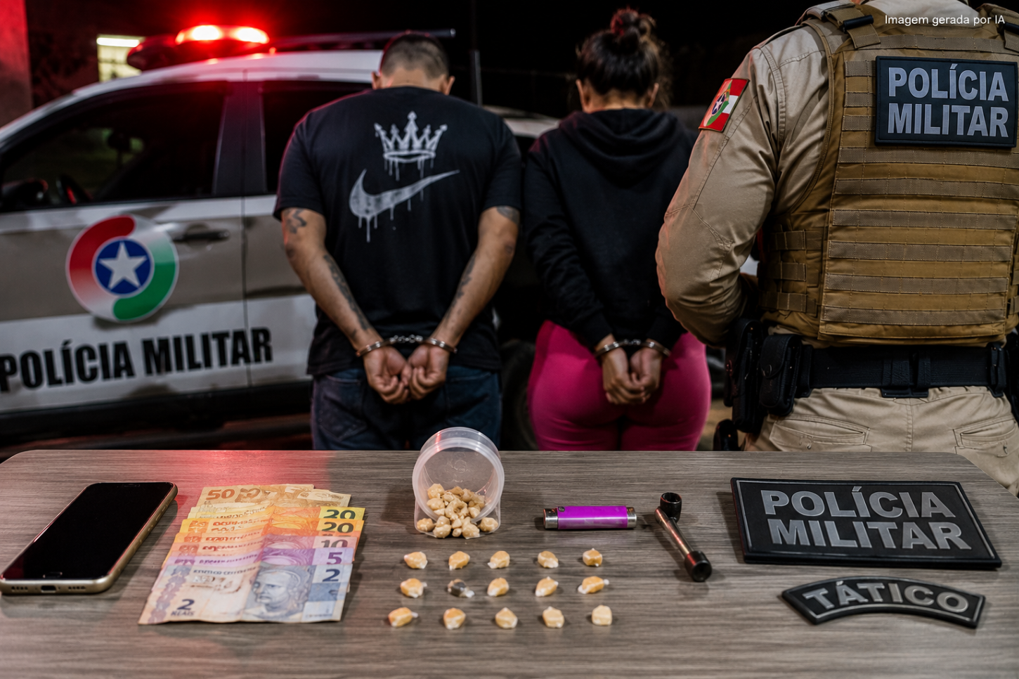Tático da PM prende dois por tráfico de drogas em ponto de venda no bairro Passo Fundo, em Lages