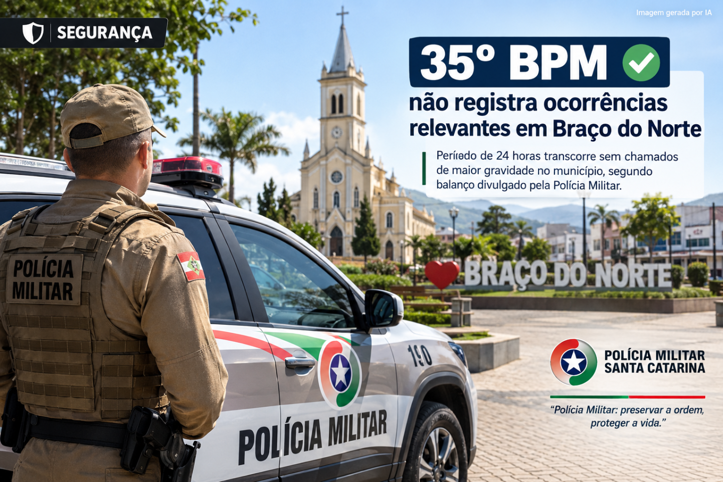 35º BPM não registra ocorrências relevantes em Braço do Norte