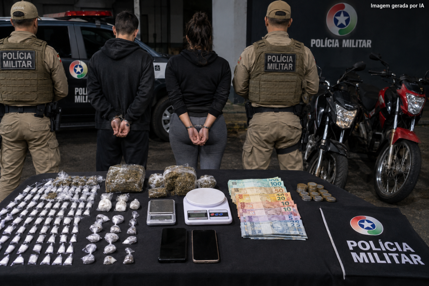 Casal é preso por tráfico de drogas e adulteração de veículo em Tubarão