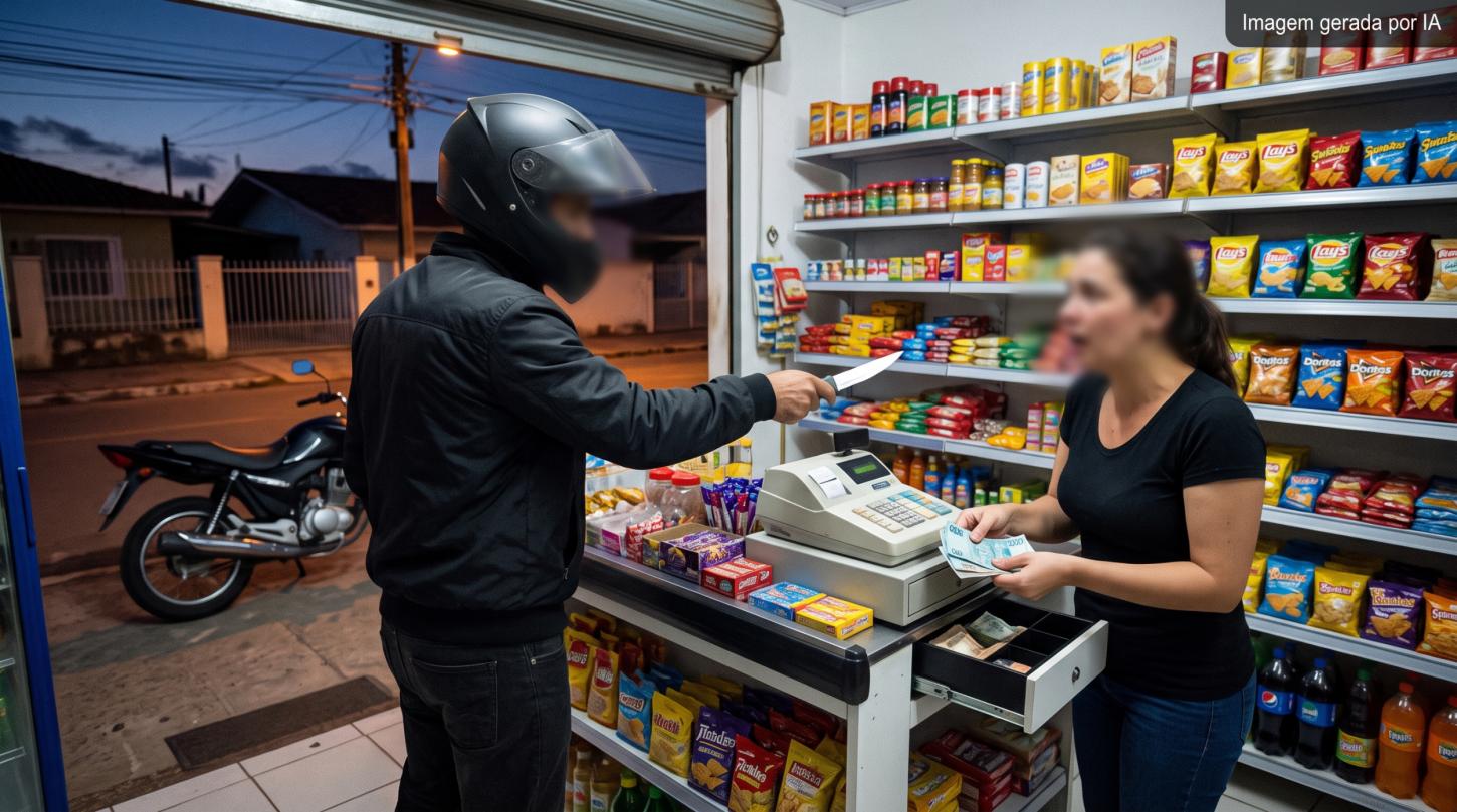 Homem armado assalta estabelecimento comercial e leva dinheiro em Jaguaruna