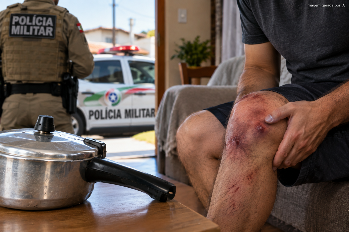 Homem é agredido com panela de pressão durante discussão com a esposa em Balneário Rincão