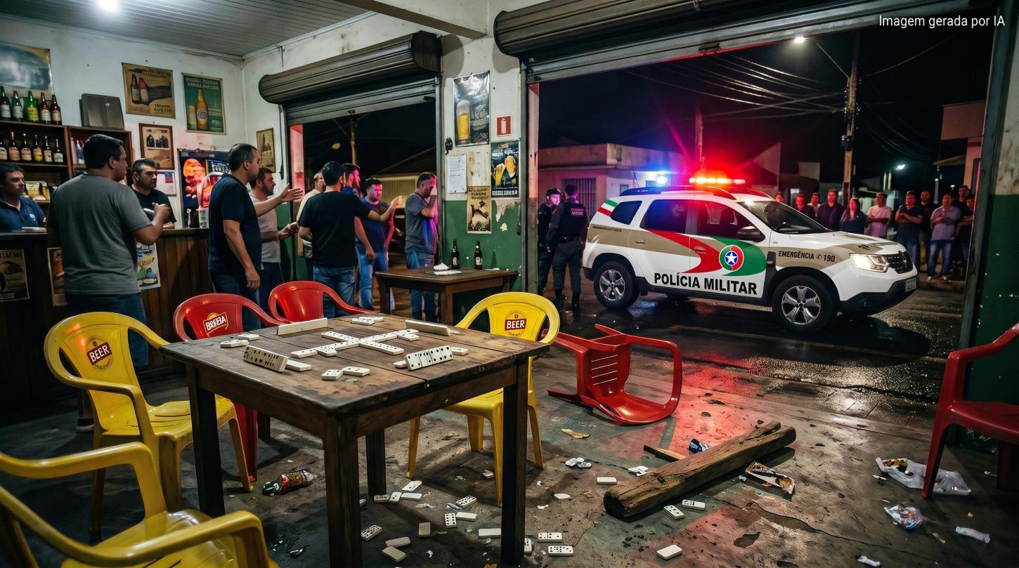 Homem é agredido com pedaço de madeira durante campeonato de dominó em Armazém