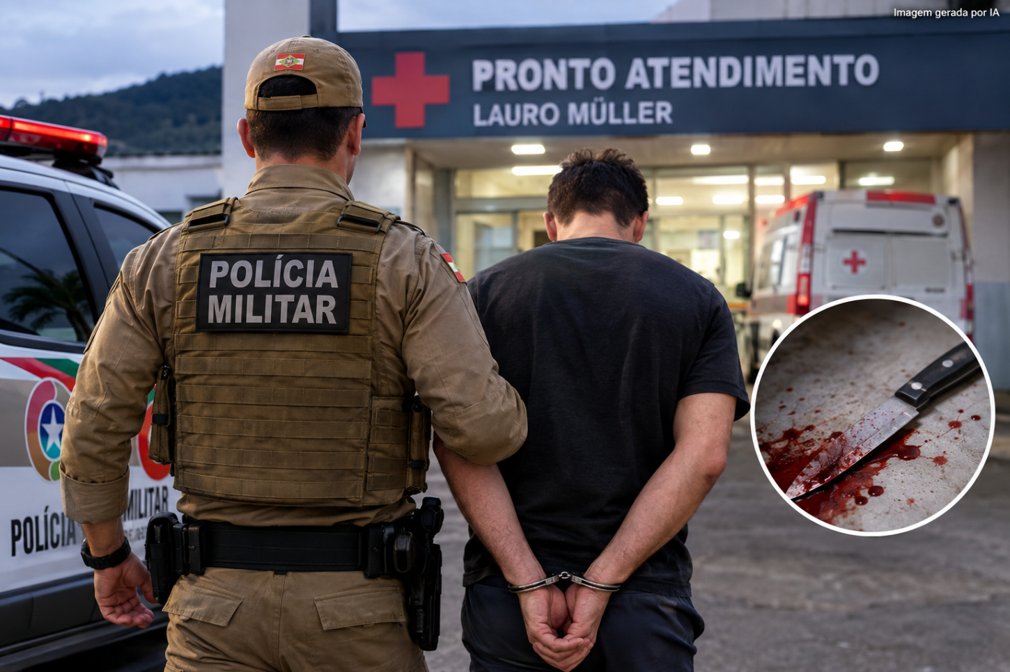 Homem é esfaqueado em Lauro Müller e acaba preso por mandado aberto no hospital