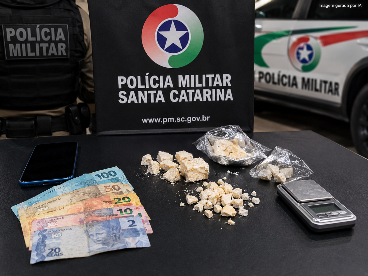 Operação policial resulta em prisões e apreensões por tráfico em Tubarão