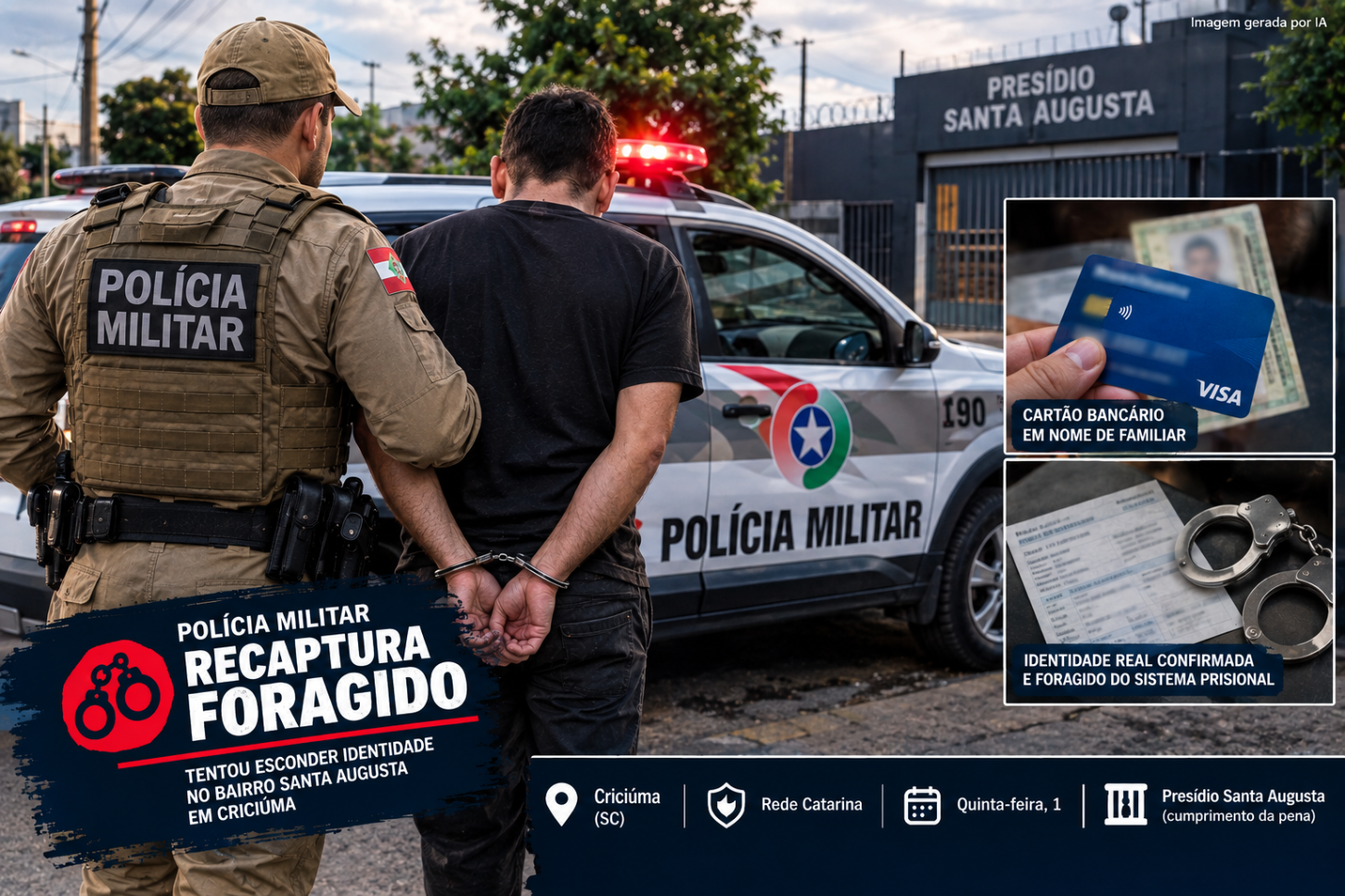 Polícia Militar recaptura foragido que tentou esconder identidade no bairro Santa Augusta em Criciúma