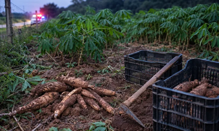 Agricultor é vítima de furto pela 10ª vez em plantação de aipim no Pinheiral