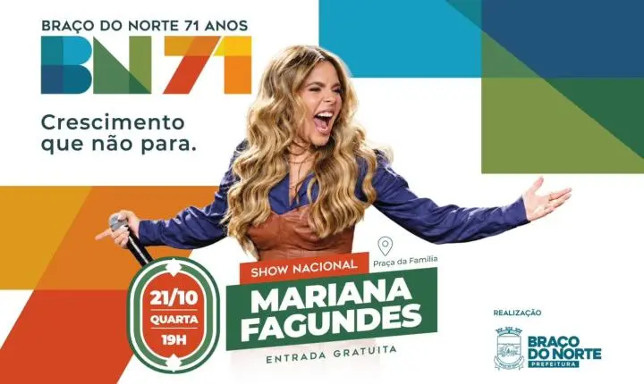 Braço do Norte celebra 71 anos com shows nacionais, rodeio e atrações culturais