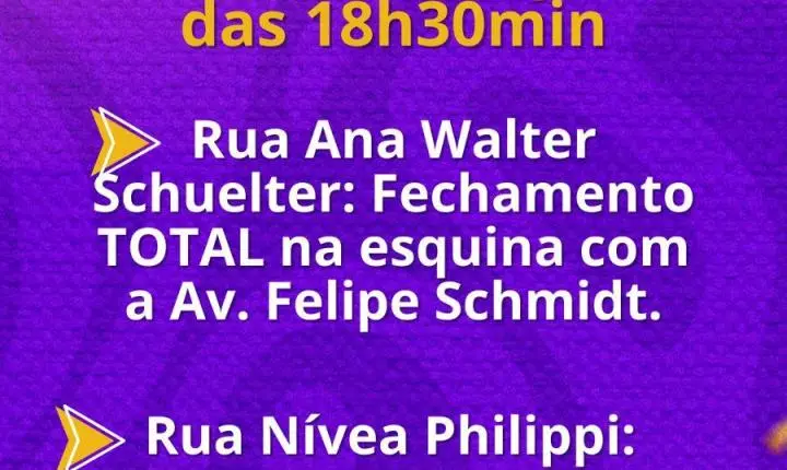 🚧 Carnaval 2026: Braço do Norte terá ruas interditadas nesta sexta-feira