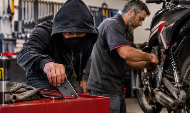 Cliente furta iPhone em oficina mecânica enquanto moto era consertada