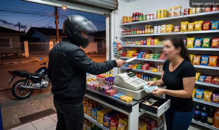 Homem armado assalta estabelecimento comercial e leva dinheiro em Jaguaruna