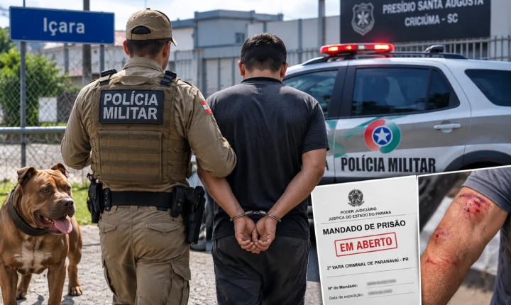 Homem atacado por pitbull é preso após polícia descobrir mandados de prisão em Içara