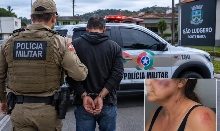 Homem é conduzido após agredir ex-companheira com socos, chutes e tentativa de esganadura em São Ludgero