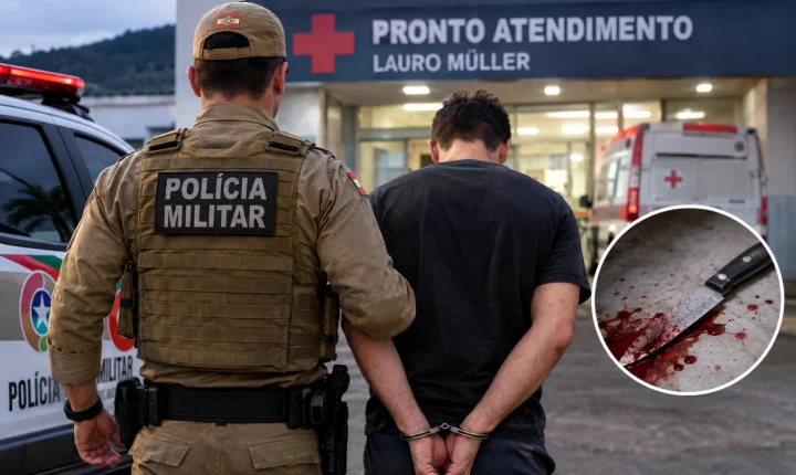 Homem é esfaqueado em Lauro Müller e acaba preso por mandado aberto no hospital