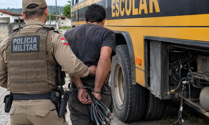 Homem é preso em flagrante furtando fios de ônibus escolar em Laguna