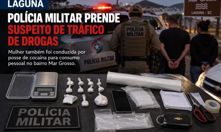Homem é preso por tráfico de drogas e mulher é conduzida em Laguna
