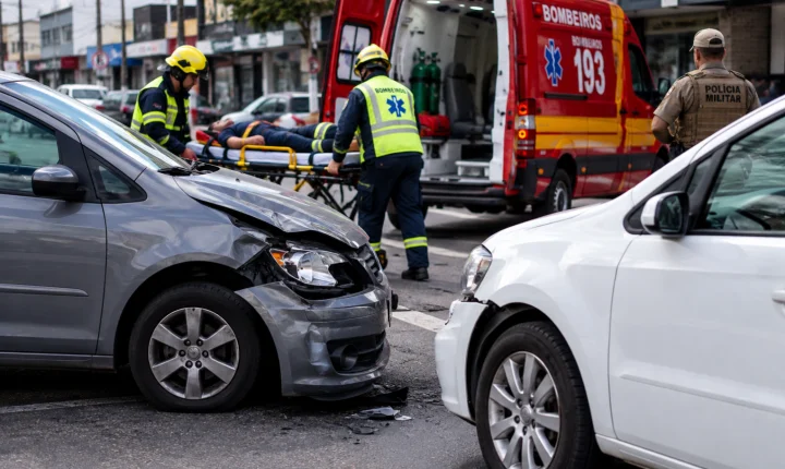 Motorista corta a frente em saída de estacionamento e causa colisão