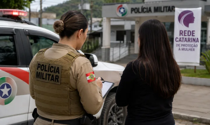 Mulher denuncia descumprimento de medida protetiva durante visita da Rede Catarina em Lauro Müller