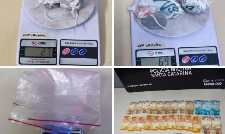 Polícia Militar prende dois homens por tráfico de drogas em Criciúma