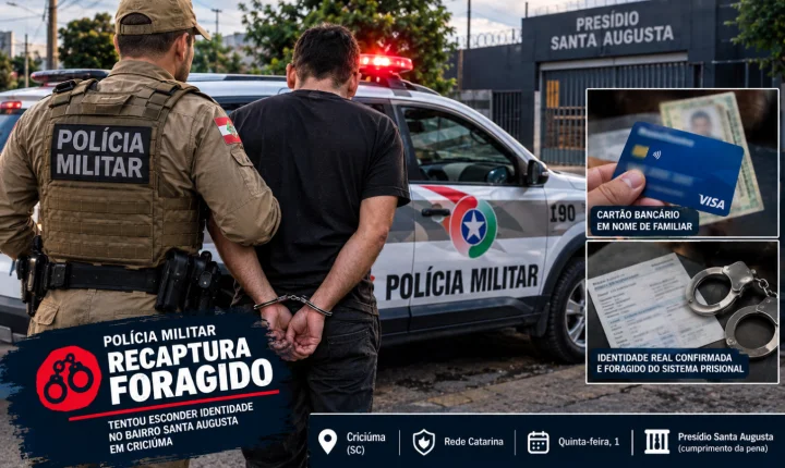 Polícia Militar recaptura foragido que tentou esconder identidade no bairro Santa Augusta em Criciúma