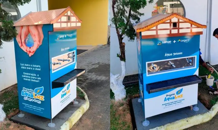Prefeitura de São Ludgero, SAMAE e CEGERO instalam novo bebedouro no Centro Cultural Multiuso